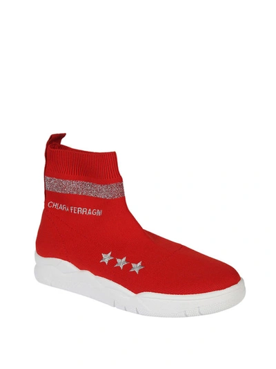 Shop Chiara Ferragni Active Red Slip-on Sock Sneakers