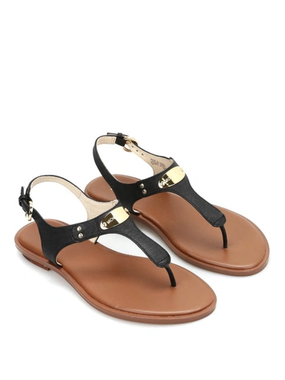Michael Kors Mk Plate Thong Sandals In Black | ModeSens