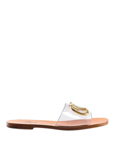 Shop Valentino Transparent Slide Sandals In Nude And Neutrals