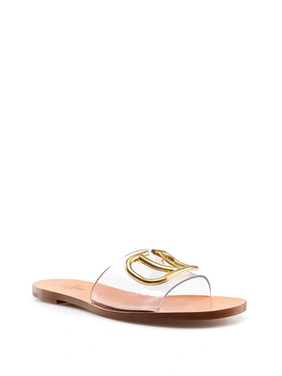 Shop Valentino Transparent Slide Sandals In Nude And Neutrals