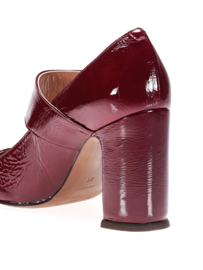 Shop L'autre Chose Maxi Logo Buttons Leather Pumps In Dark Red