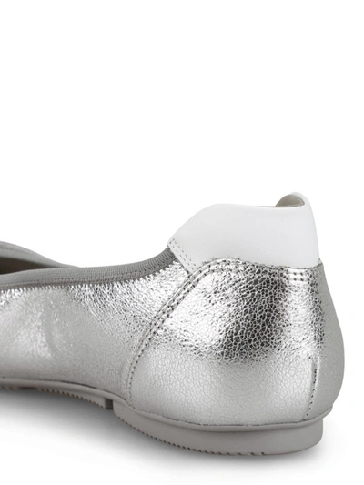 Shop Hogan Wrap-h144 Silver Leather Flats