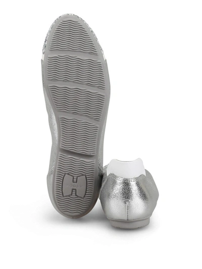 Shop Hogan Wrap-h144 Silver Leather Flats