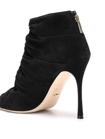 Shop Sergio Rossi Divine Open Toe Suede Sandals In Black