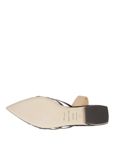Shop Sergio Rossi Sr Milano Patent Leather Flat Sandals In Black