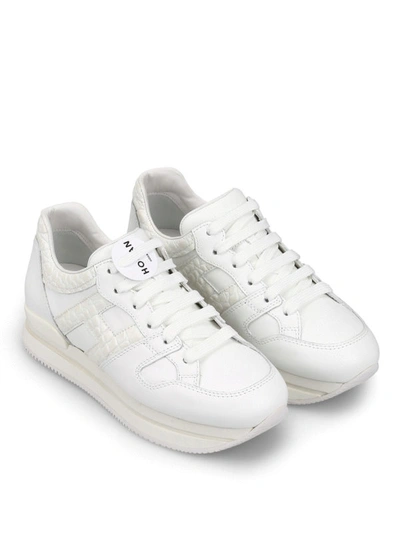 Shop Hogan H222 White Leather Sneakers
