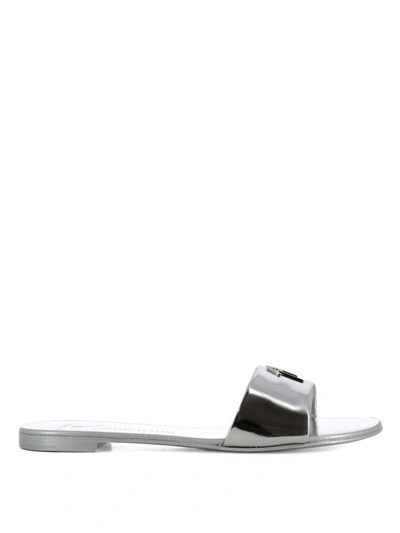 Shop Giuseppe Zanotti Shirley Mirrored Leather Sandals In Silver