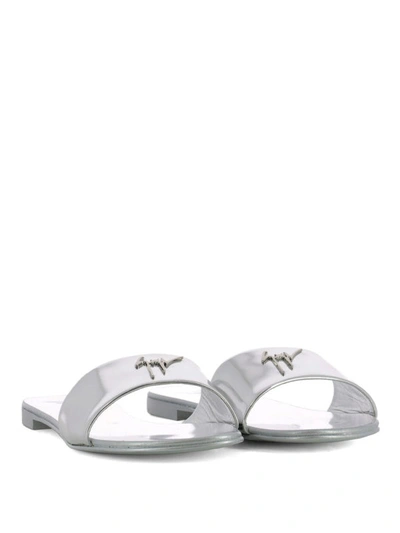 Shop Giuseppe Zanotti Shirley Mirrored Leather Sandals In Silver