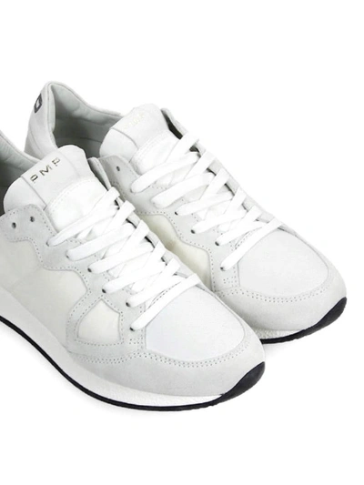 Shop Philippe Model Monaco Lace-up Sneakers In White