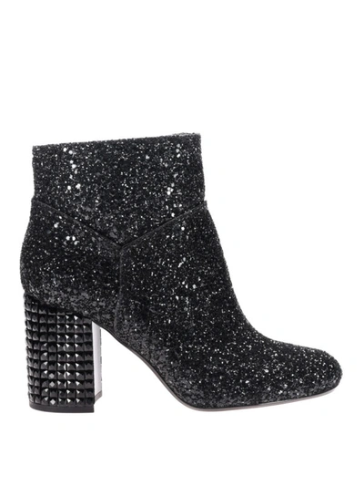 Shop Michael Kors Arabella Glittered Ankle Boots In Black