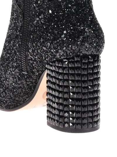 Shop Michael Kors Arabella Glittered Ankle Boots In Black