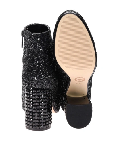 Shop Michael Kors Arabella Glittered Ankle Boots In Black