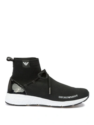 Shop Emporio Armani Neoprene High-top Sock Sneakers In Black