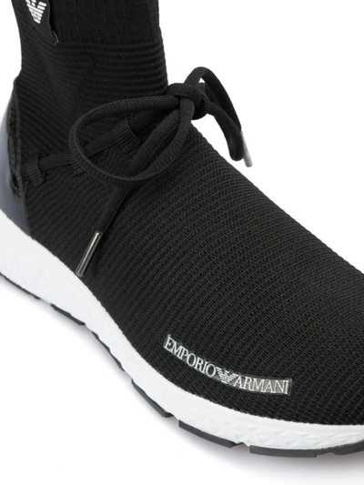 Shop Emporio Armani Neoprene High-top Sock Sneakers In Black