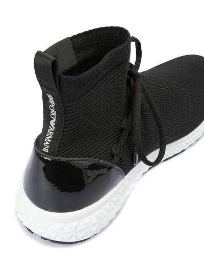 Shop Emporio Armani Neoprene High-top Sock Sneakers In Black