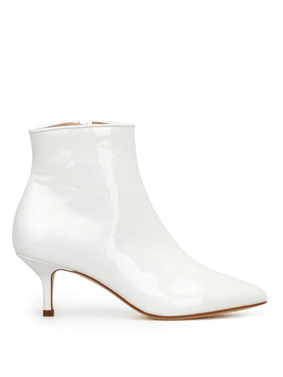 Shop Polly Plume Janis White Patent Ankle Boots