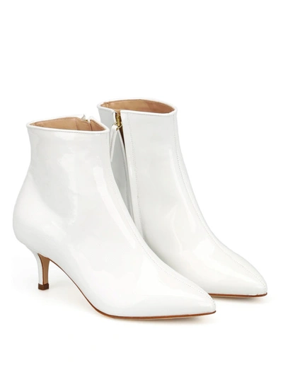 Polly Plume Janis White Patent Ankle Boots In White