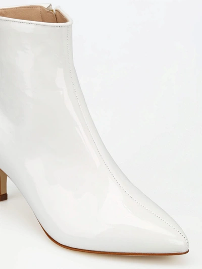 Shop Polly Plume Janis White Patent Ankle Boots