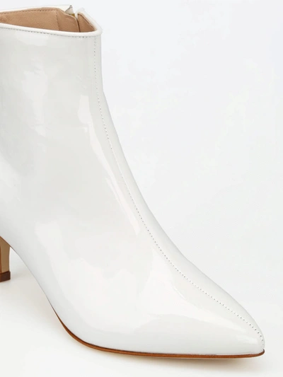 Polly Plume Janis White Patent Ankle Boots In White