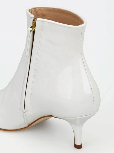 Polly Plume Janis White Patent Ankle Boots In White