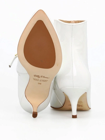 Polly Plume Janis White Patent Ankle Boots In White