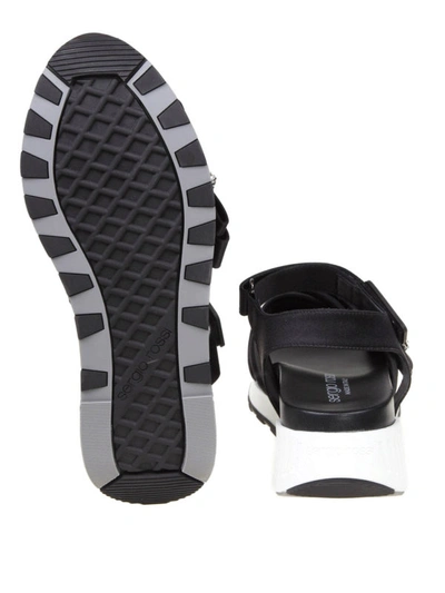 Shop Sergio Rossi Sr Icona Black Satin Running Sandals