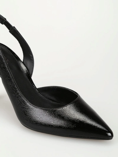 Shop Michael Kors Lucille Black Embossed Leather Slingbacks