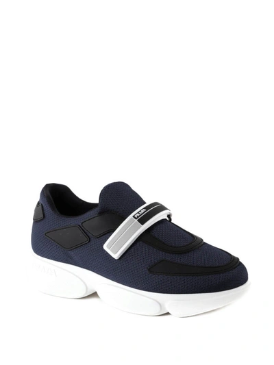 Shop Prada Cloudbust Dark Blue Fabric Sneakers