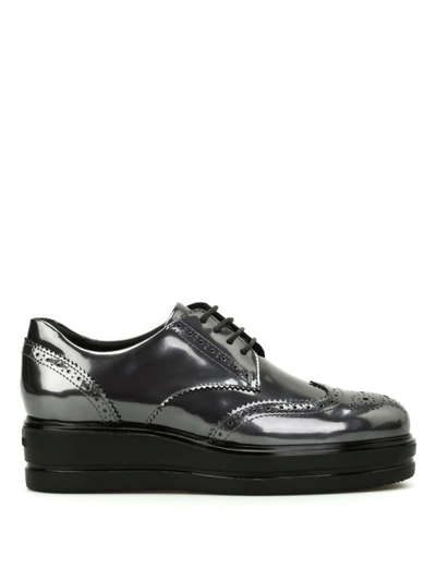 Shop Hogan Route H323 Leather Derby Shoes In Metallic