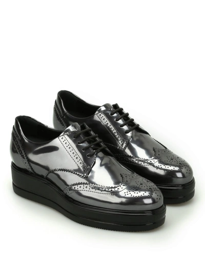 Shop Hogan Route H323 Leather Derby Shoes In Metallic