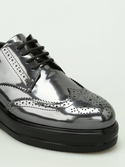 Shop Hogan Route H323 Leather Derby Shoes In Metallic