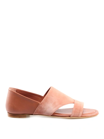 Shop Tod's Pink Suede And Leather Sandals