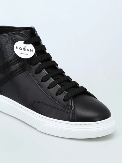 Shop Hogan H366 Leather High-top Sneakers In Black