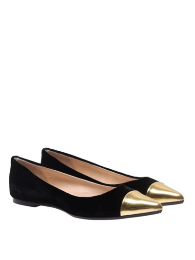 Shop Anna Baiguera Gold Toecap Malika Flex Flats In Black