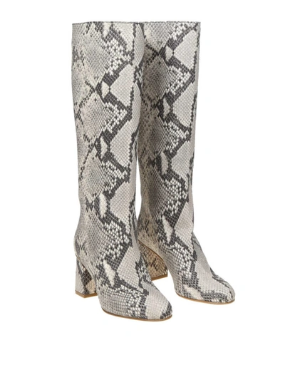 Shop Red Valentino Python Print Leather Boots In Animal Print
