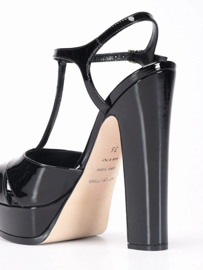Shop Sergio Rossi Patent Leather Sandals In Black