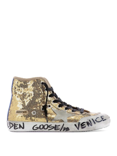 Shop Golden Goose Francy Gold-tone Glittered Sneakers