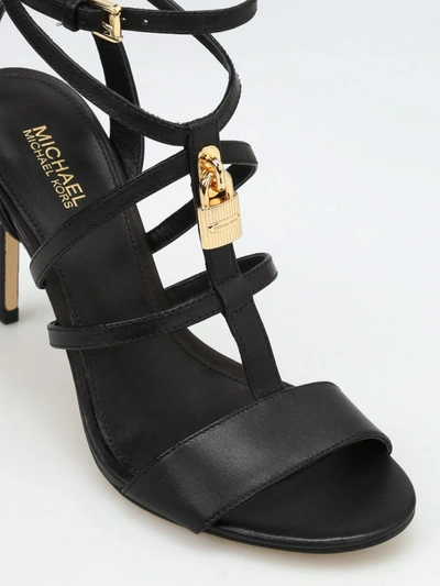 Shop Michael Kors Antoinette Padlock Detail Sandals In Black