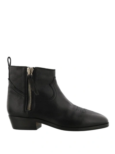 Shop Golden Goose Viand Used Effect Leather Texan Booties In Black
