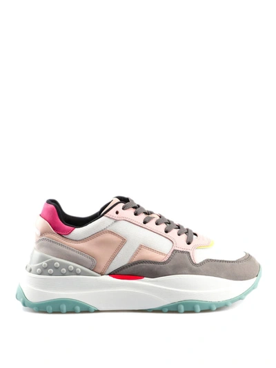 Shop Tod's Leather Nubuck And Techno Fabric Sneakers In Multicolour