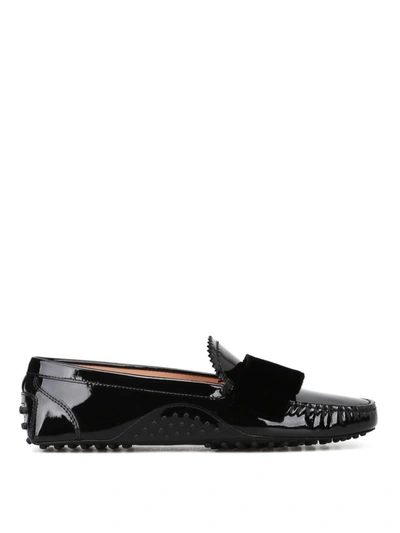 Shop Tod's T Factory 1 Black Loafers With Velvet Bow