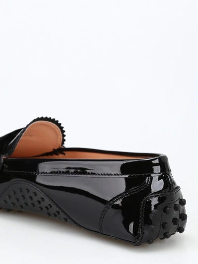 Shop Tod's T Factory 1 Black Loafers With Velvet Bow