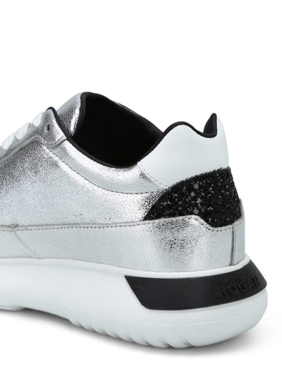 Shop Hogan Interactive Silver Leather Sneaker