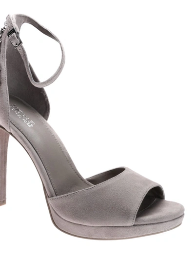 Shop Michael Kors Patti Suede Sandals With Crystals In Light Grey