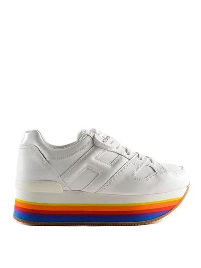 Shop Hogan Maxi H222 Rainbow Platform Sneakers In White