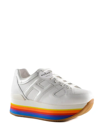 Shop Hogan Maxi H222 Rainbow Platform Sneakers In White