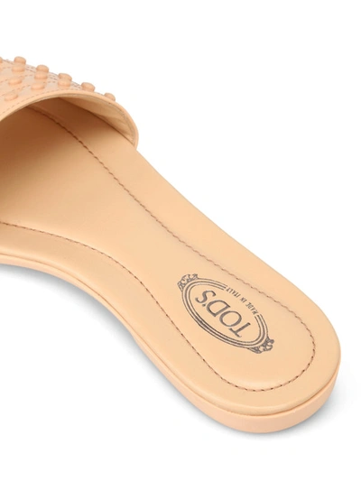 Shop Tod's Leather Pebbled Slippers In Light Pink