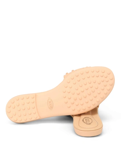 Shop Tod's Leather Pebbled Slippers In Light Pink