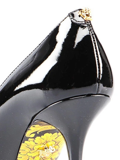 Shop Versace Baroque Print Sole Patent Leather Pumps In Black