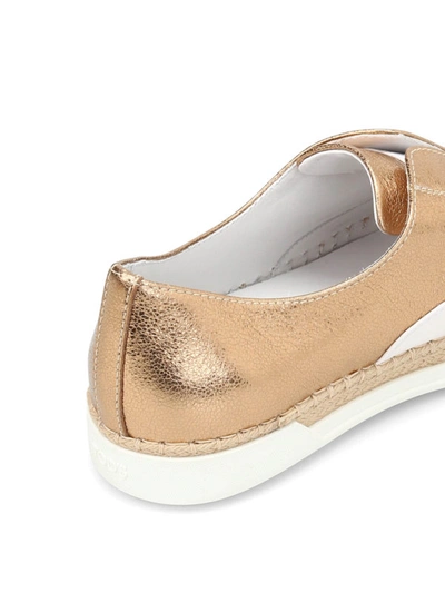 Shop Tod's Leather And Raffia Oxford Slip-ons In Rose Gold